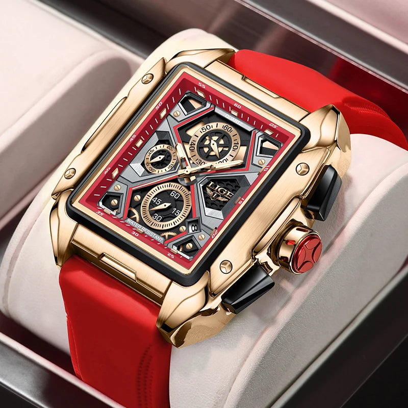 2024 New Top LIGE Brand Luxury Men Watch Business Square Watch Men Casual Sport Quartz Chronograph Clock Male Waterproof Watches