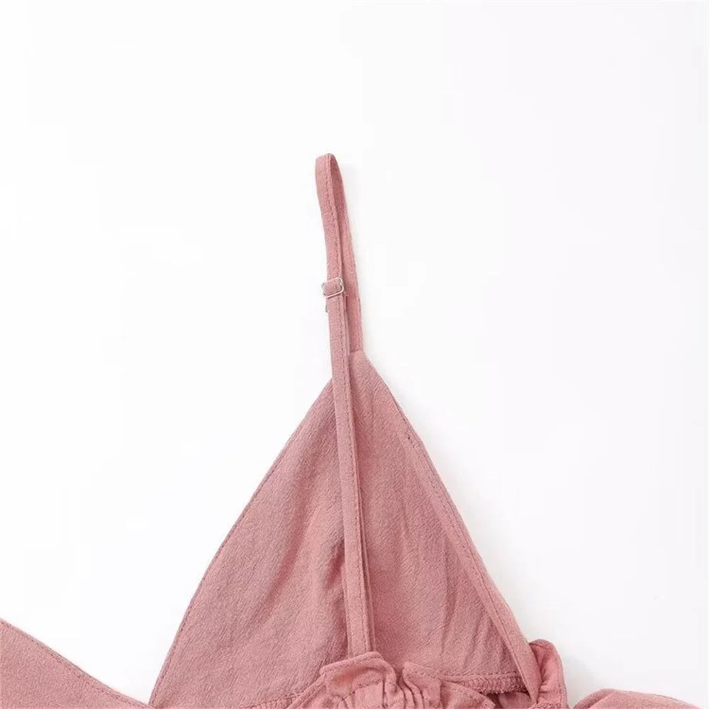 2024ZAR4 summer new women's European and American style top with a unique combination of lace up and ruffle suspender