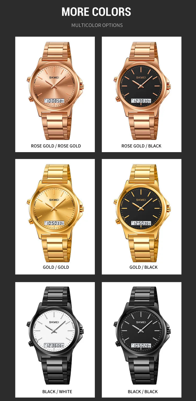 SKMEI Full Steel 3 Time Back Light Display Digital Chrono Sport Watches Mens Waterproof Alarm Wristwatches Clock reloj hombre