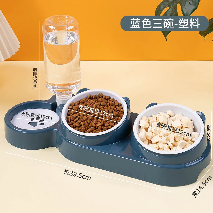 Functional  Double Pet Bowls Neck Protection for Cats Dogs Non-Tip Design for Feeding, Elevate Your Pet's Meal Time
