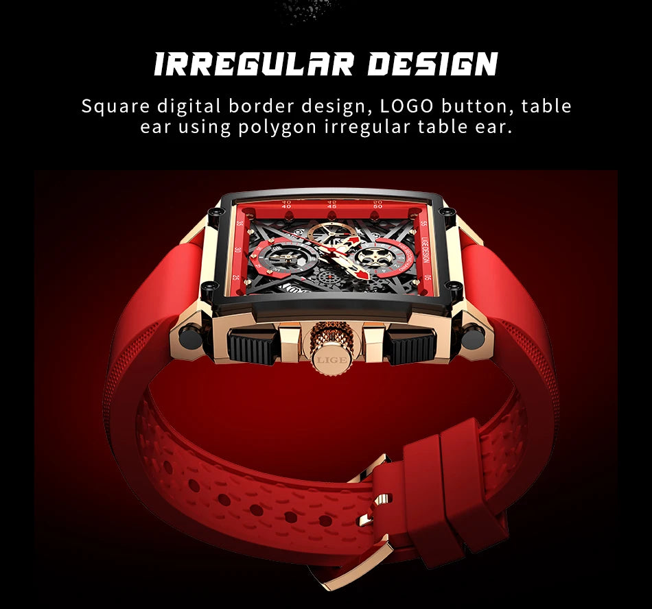 2024 New Top LIGE Brand Luxury Men Watch Business Square Watch Men Casual Sport Quartz Chronograph Clock Male Waterproof Watches