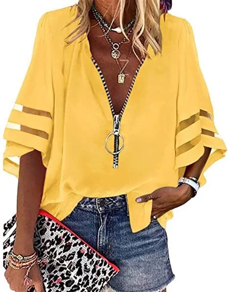 Summer Women Print Tees Shirts Loose Vintage Zipper Off Shoulder Sexy Hole Blouse Top Loose 2024 Casual Short Sleeve Tops