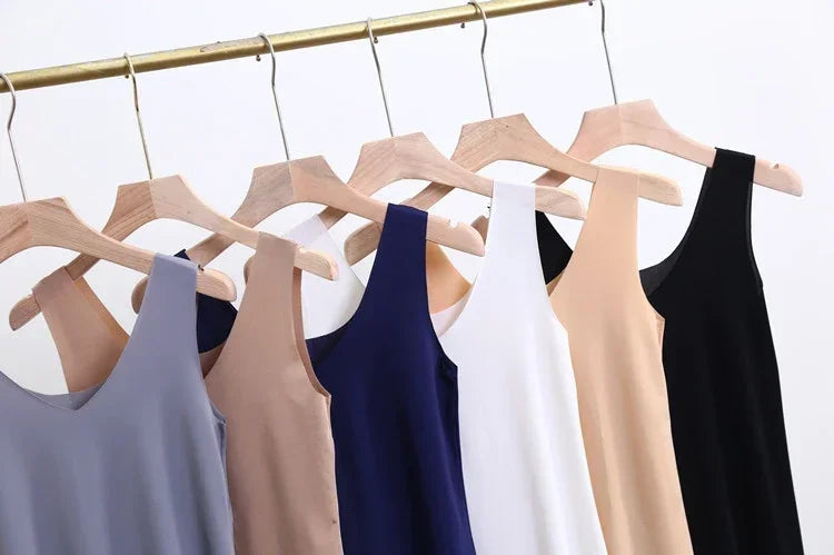M-5XL Plus Size Full Slips Dresses For Women Summer Thin Seamless Ice Silk Petticoat Underskirt Sleeveless Underwear Dress Slips