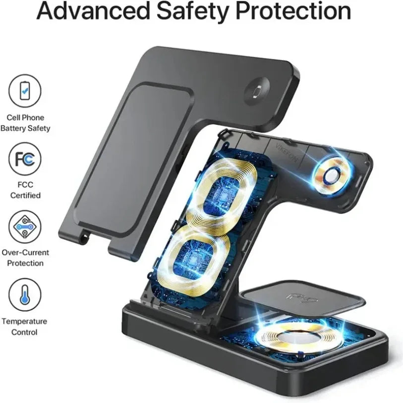 3 in 1 Wireless Charger Stand  For iPhone 16 15 14 13 12 11 X  iWatch 8 7 6  Airpods Pro 30W Foldable Fast Charging Dock Station