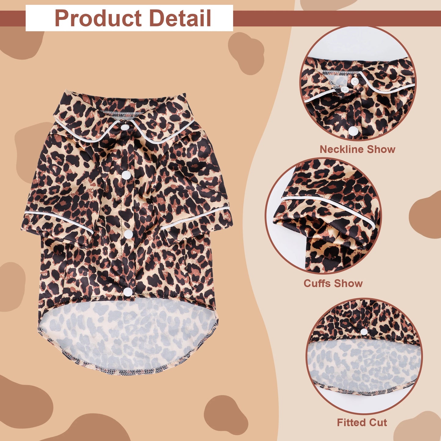 Pet Dog T Shirt Clothes - Cute Adorable Leopard & Bee & Cow Print, Lightweight Cozy Soft Homewear Outfit Pet Wear Clothes