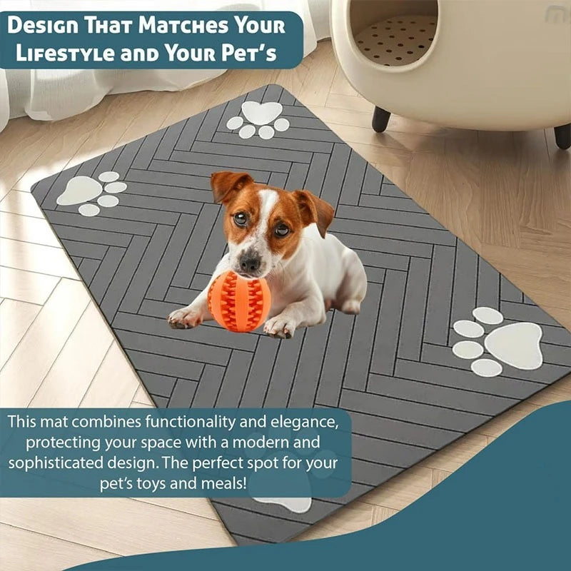 Pet Feeding Mat-Absorbent Pets Placemat for Food and Water Bowl, with Waterproof Rubber Backing, Quick Dry Water Mat for Dog Cat