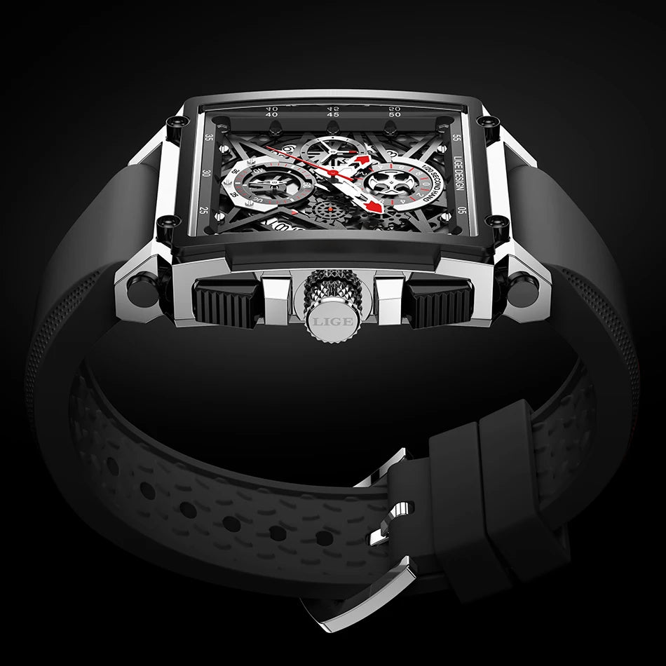 2024 New Top LIGE Brand Luxury Men Watch Business Square Watch Men Casual Sport Quartz Chronograph Clock Male Waterproof Watches
