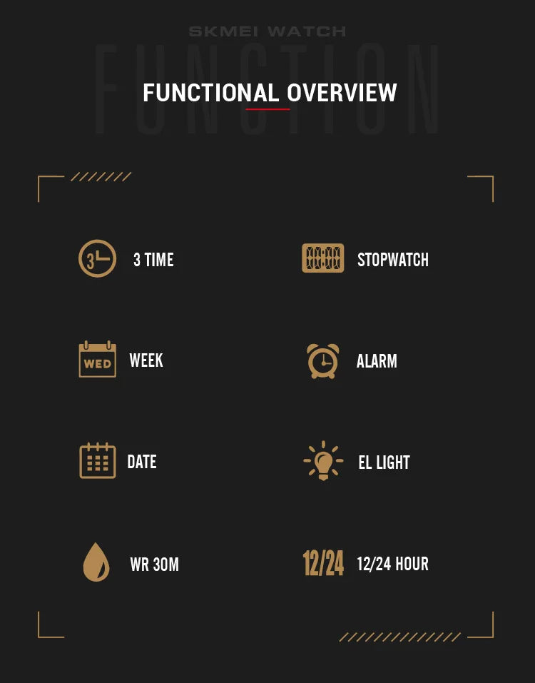 SKMEI Full Steel 3 Time Back Light Display Digital Chrono Sport Watches Mens Waterproof Alarm Wristwatches Clock reloj hombre