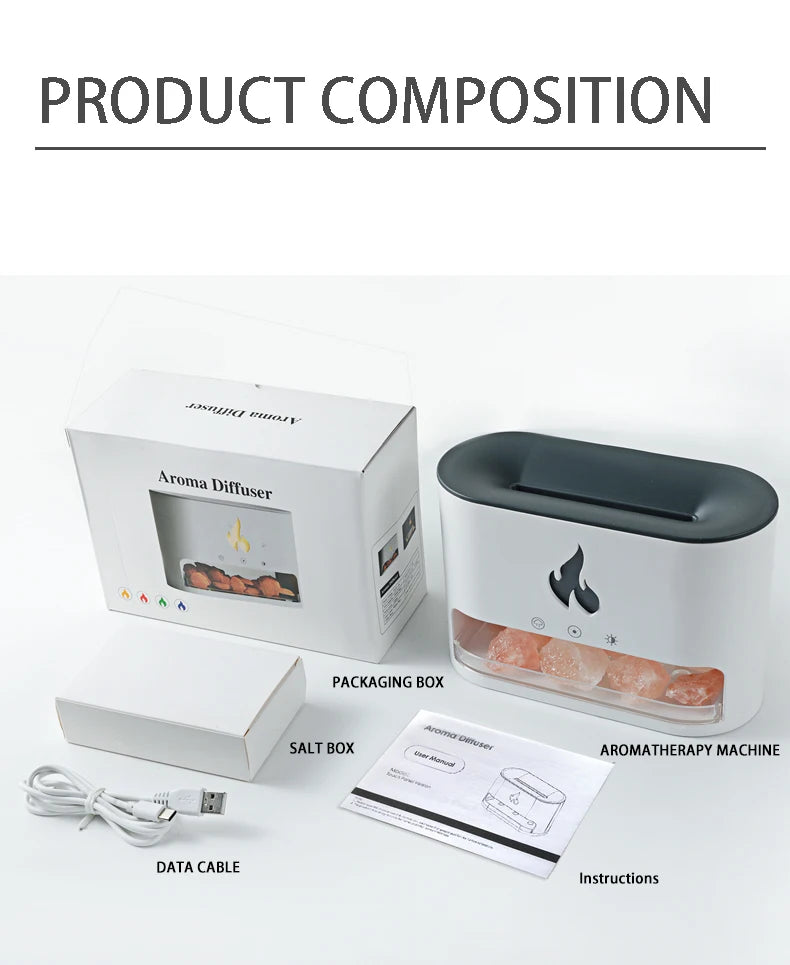 Flame Essential Oils Scent Defuser Ultrasonic Cool Mist Led Simulation 3D Fire Flame Effect Aroma Air Humidifiers Diffusers