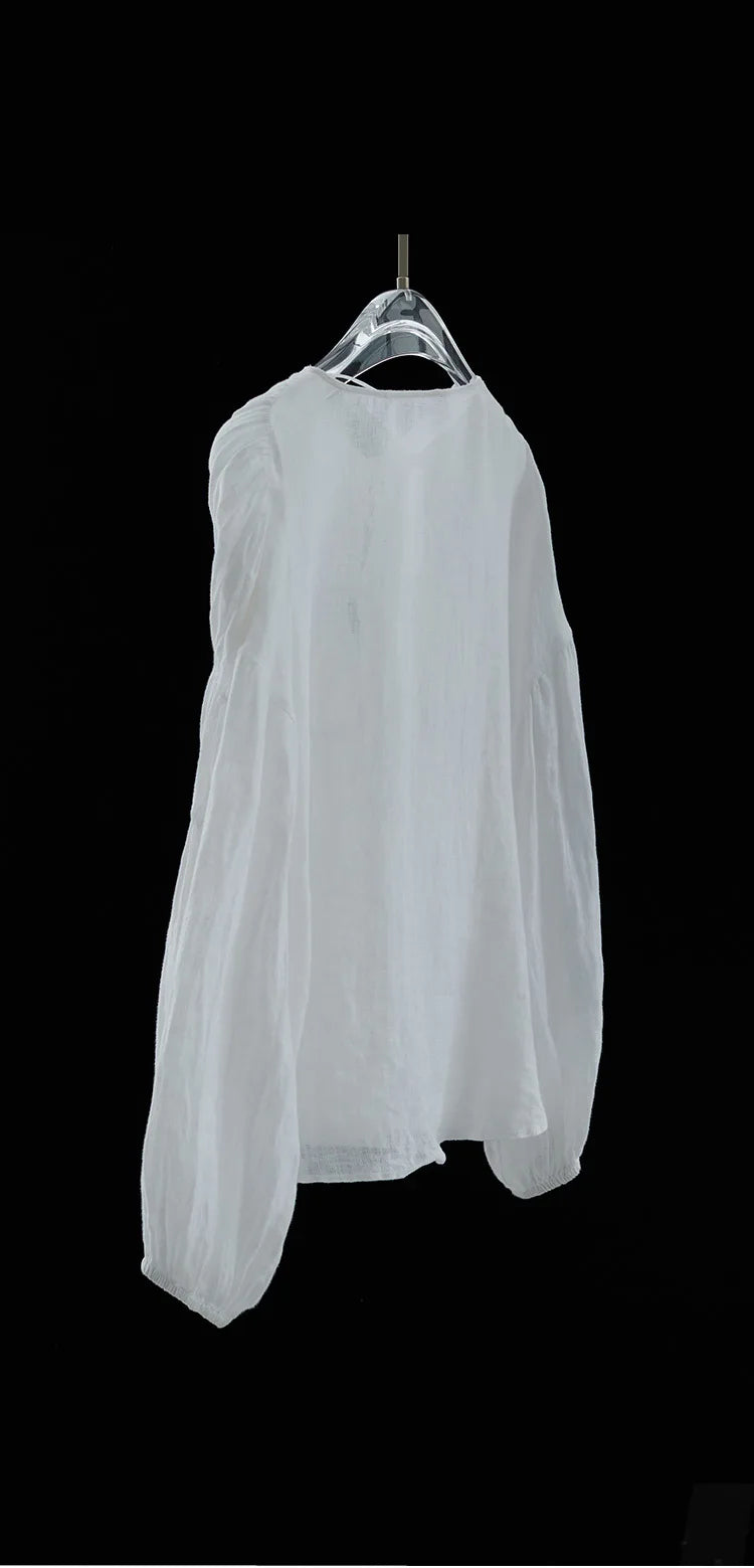 Komiyama  O Neck Lace Up Shirts Blouses Vintage Elegant Pleated Blusas Mujer Spring Clothes Women Japan Fashion Shirt Tops