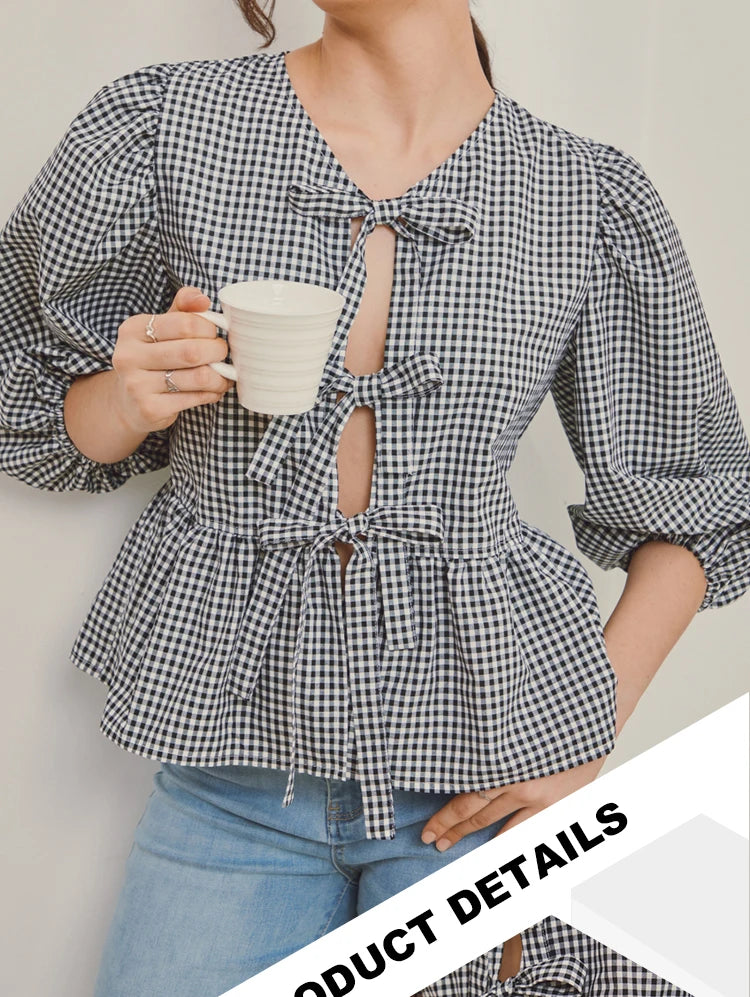 Women Y2K Peplum Tops Puff Short Sleeve Tie Up Blouse Shirt Summer Going Out Cute Babydoll Top Ruffle Hem Y2k Tops