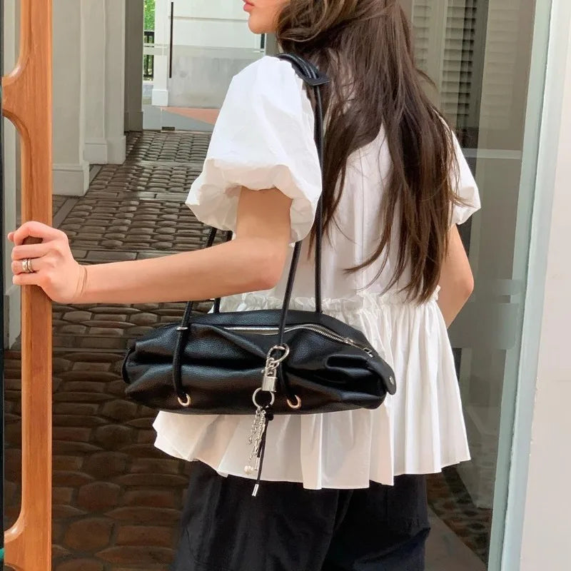 Neploe Korean Vintage O-neck Lace Up Blouses 2025 Summer New Puff Sleeve Shirts Women Y2k Slim Waist Ruched Blusas Mujer