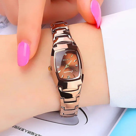 Tungsten Steel Watch For Women Waterproof And Simple Fashion Women's Wristwatch With Small Dial Ladies Quartz Analogue Watch