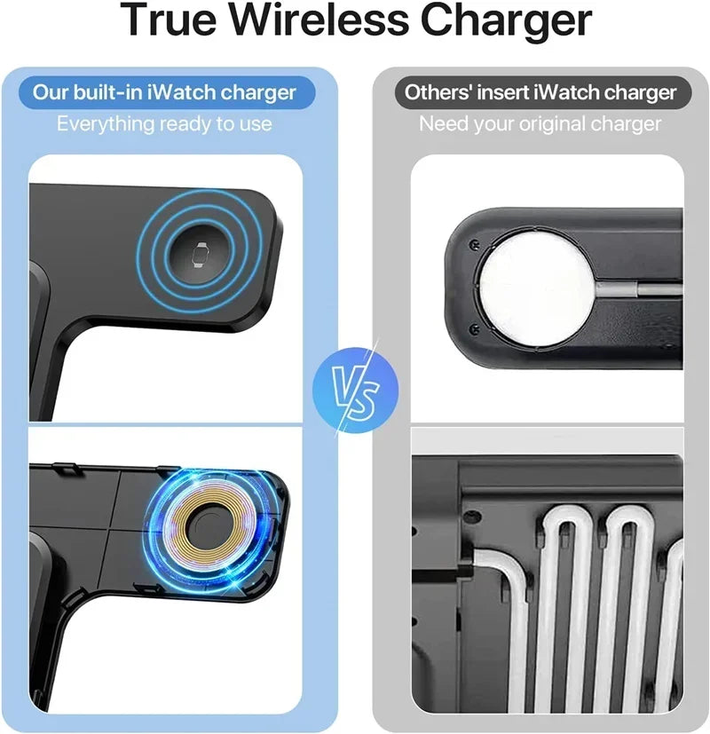 3 in 1 Wireless Charger Stand  For iPhone 16 15 14 13 12 11 X  iWatch 8 7 6  Airpods Pro 30W Foldable Fast Charging Dock Station