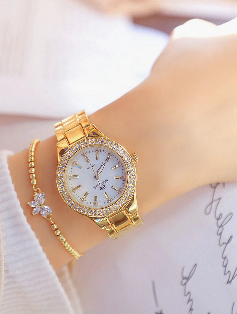 Women Wrist Watches For Ladies Dress Gold Watch Crystal Diamond Women Watches Stainless Steel Silver Clock Montre Femme