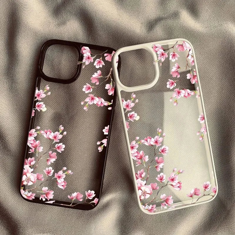 Pink Magnolia Flower Phone Case For iPhone 17 16 15 14 11 13 12 Pro Max 7or 8 SE 17Air Plum Blossom Shockproof Clear Hard Cover