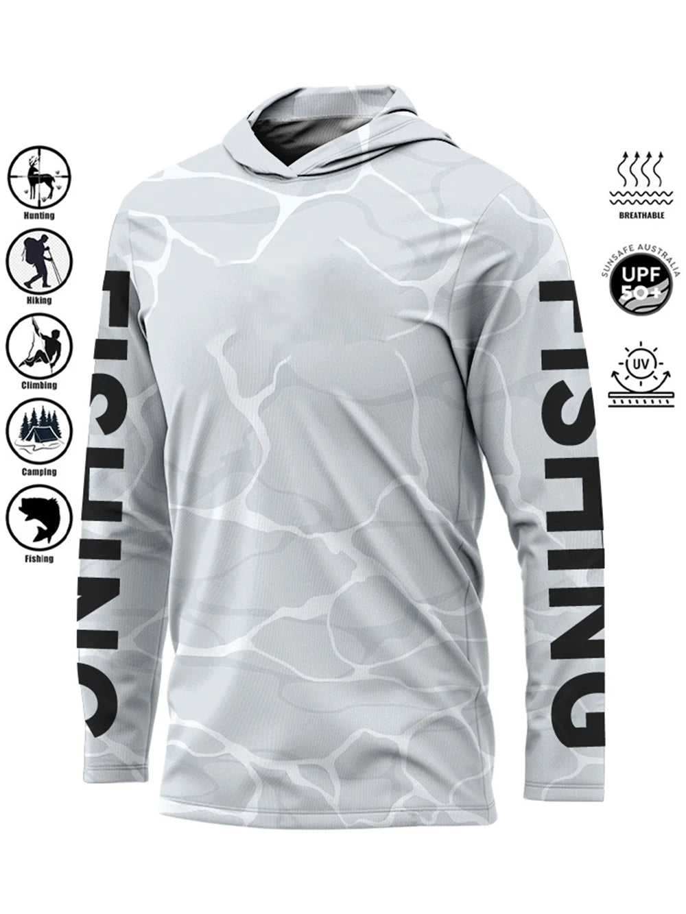 Fishing Shirt Hooded Outdoor Uv Protection Large Size Man Camouflage Printing Moisture Wicking Jersey Fishing Apparel Tops