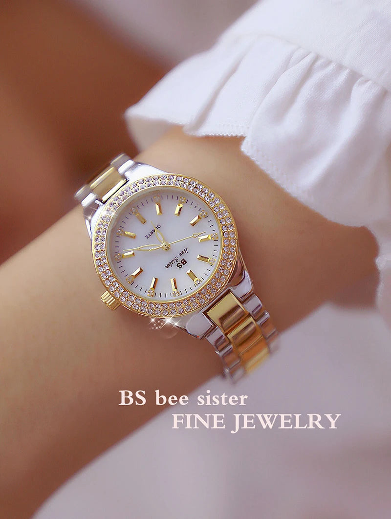 Women Wrist Watches For Ladies Dress Gold Watch Crystal Diamond Women Watches Stainless Steel Silver Clock Montre Femme