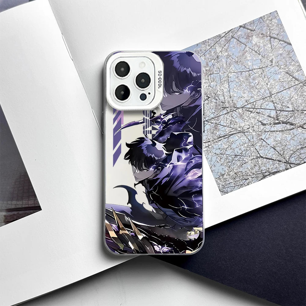 COOL  ANIME Solo Leveling FUNDA Phone Case For iPhone 16 14 15 Pro Max Plus Shockproof  Clear Back Cover