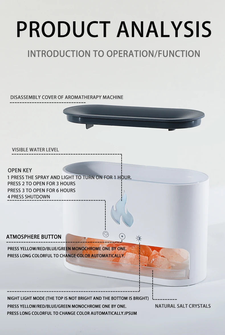 Flame Essential Oils Scent Defuser Ultrasonic Cool Mist Led Simulation 3D Fire Flame Effect Aroma Air Humidifiers Diffusers