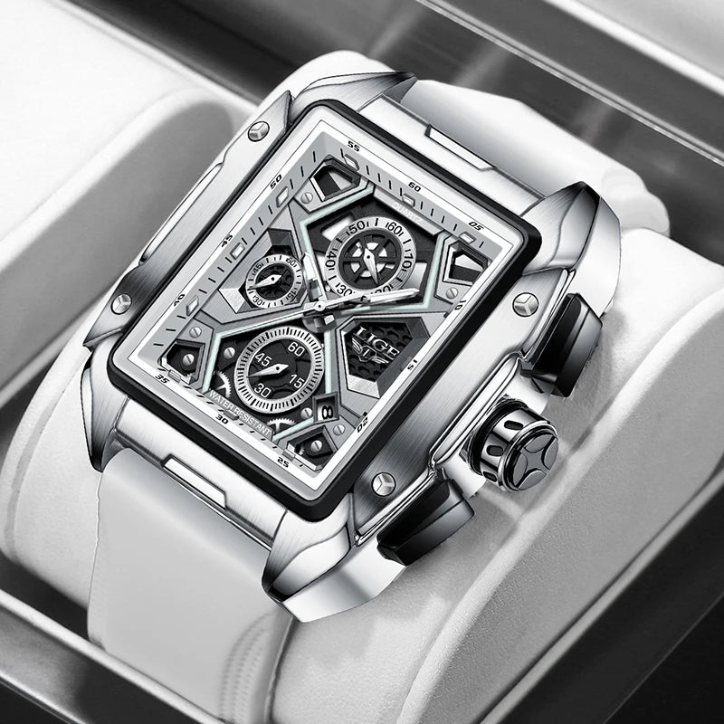 2024 New Top LIGE Brand Luxury Men Watch Business Square Watch Men Casual Sport Quartz Chronograph Clock Male Waterproof Watches