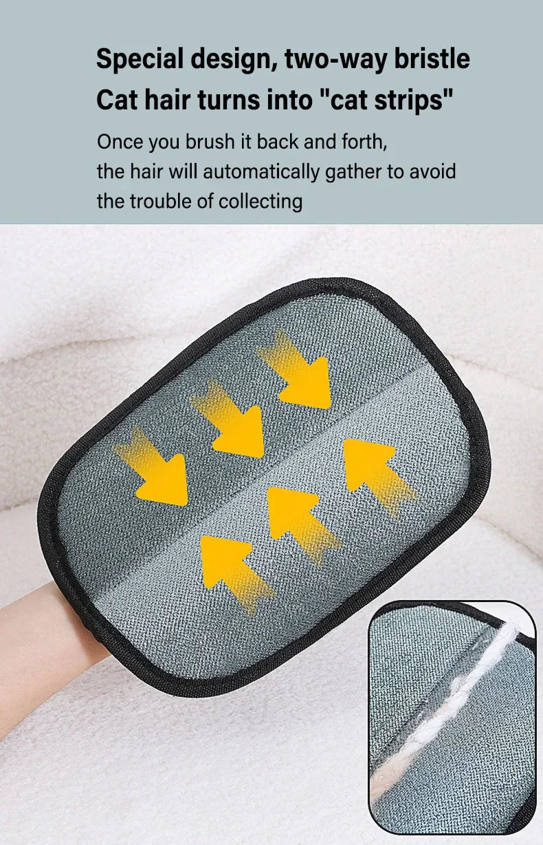 Pet Hair Removal Tool  Hair Remover Reusable Static Removal Gloves Double-Sided Grooming Gloves for Pets Removes Pet Fur Hair