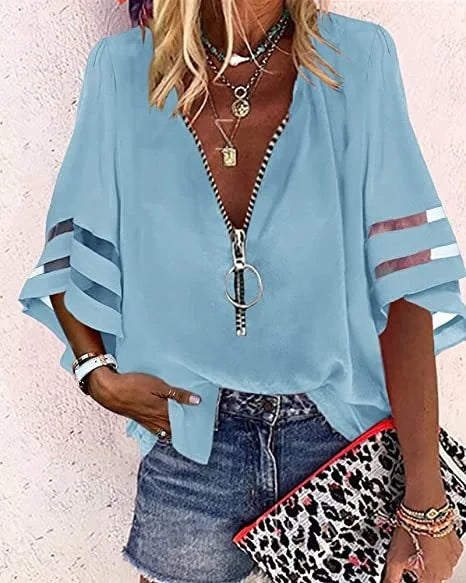 Summer Women Print Tees Shirts Loose Vintage Zipper Off Shoulder Sexy Hole Blouse Top Loose 2024 Casual Short Sleeve Tops