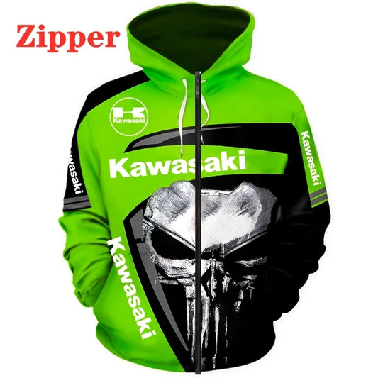 2024 Men's Sports Outdoor Sweater&Punisher Hoodie 3D Digital Print Zipper Hoodie Motorcycle Racing Suit Tops