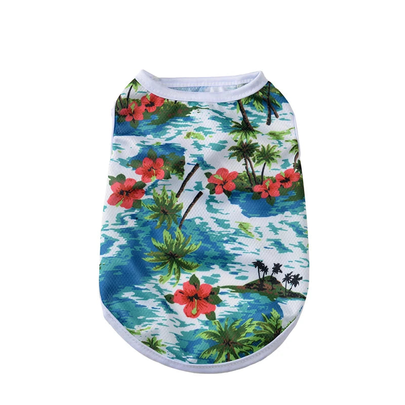 Summer Dog Vest Clothes For Small Medium Dogs Cats Breathable Hawaiian Beach Style Puppy T-shirt  Chihuahua Yorkshire Pug Coat