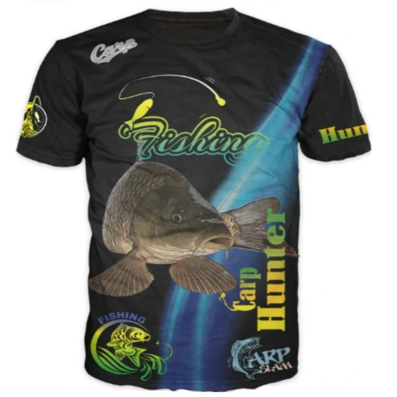 Summer Harajuku Carp Fish Print Men Women T Shirts Casual Breathable Round Neck Short Sleeve Sports Oversized T-shirts Men tops