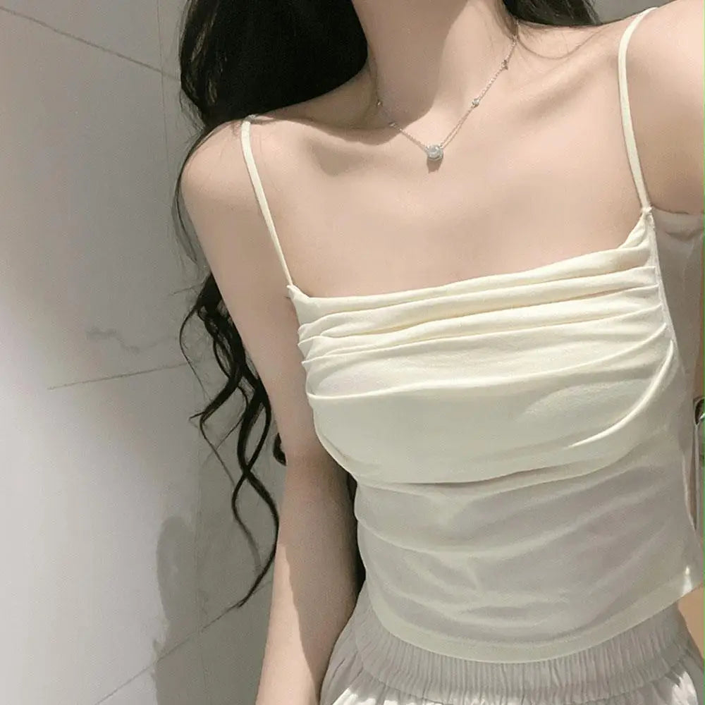 Women Casual Vest Beauty Back Camisole With Thin Straps Sexy Sleeveless Tank Tops Summer Female Bra Lingerie Tees Streetwear