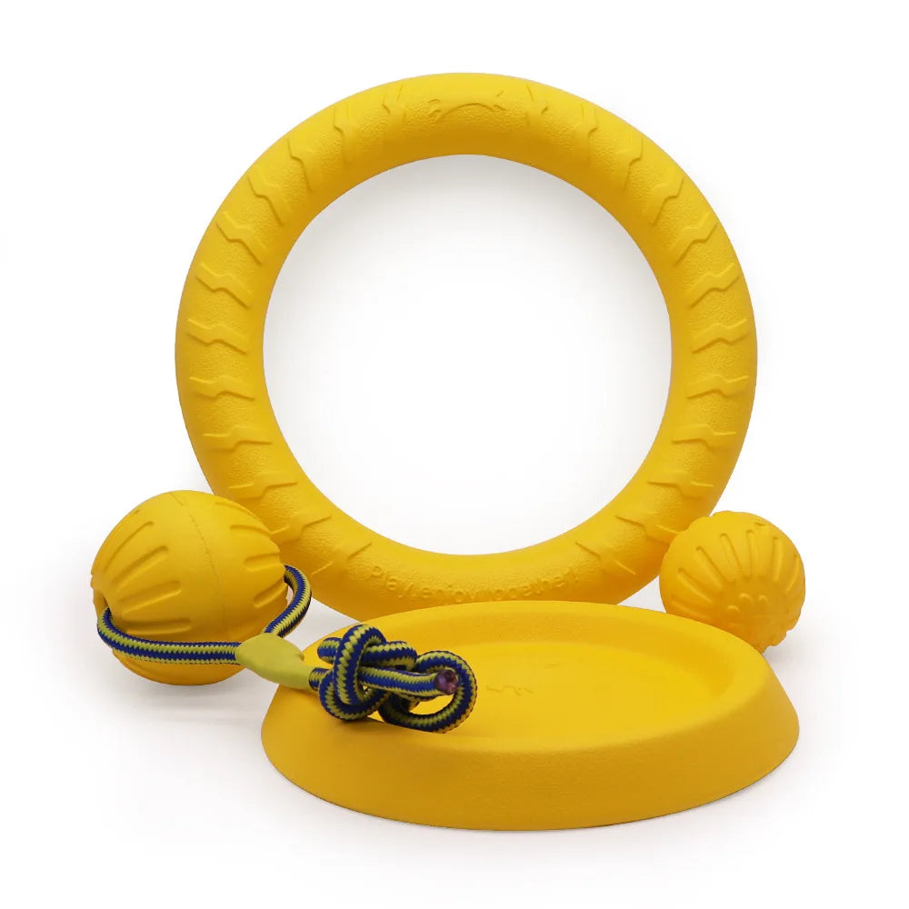 Dog Ring Frisbeed Toys Pet Flying Disk Training Ring Puller Anti-Bite Floating Interactive Supplies Dog Aggressive Chewing Toys