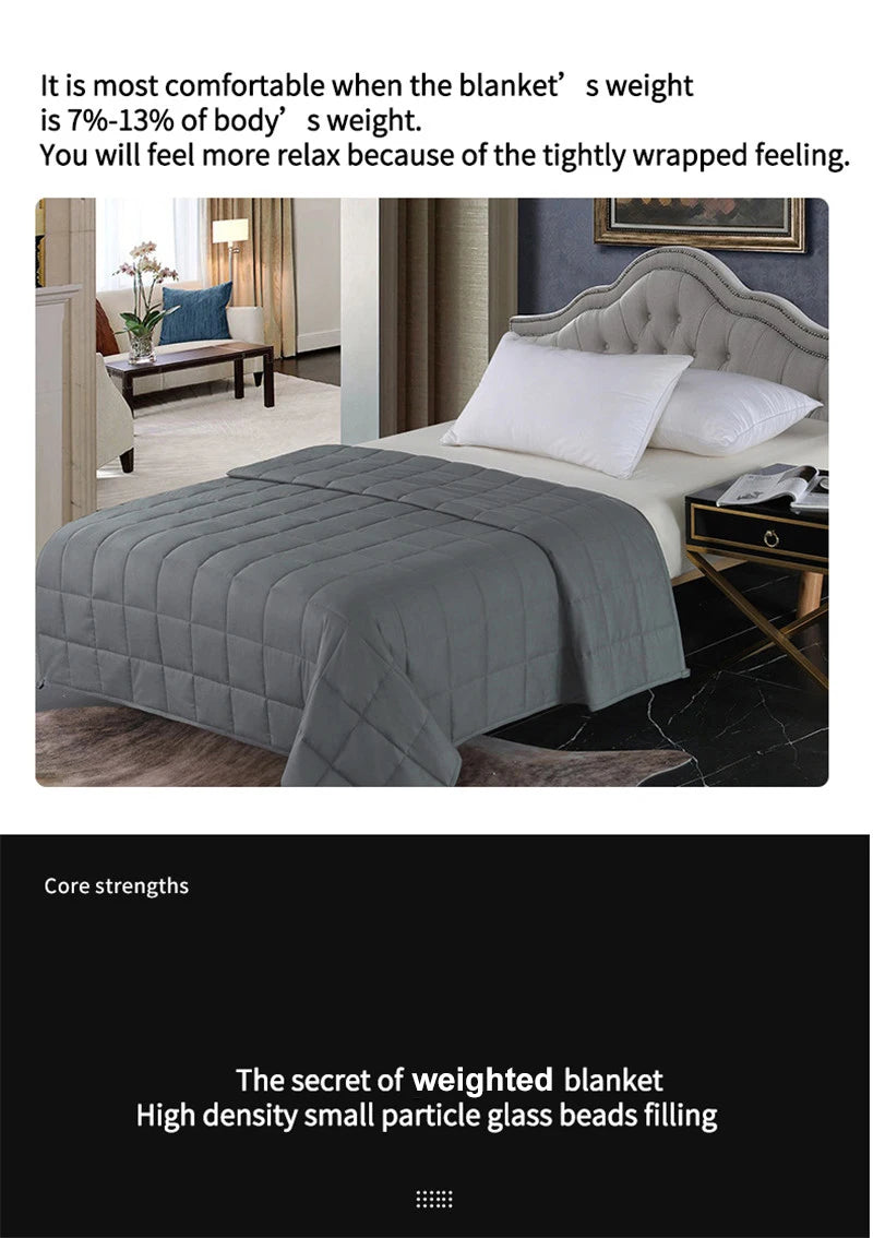 Weighted Blanket for Adult Decompression Sleep Aid Pressure Sleeping Quilted Blanket Heavy Quilt Throw Blanket 5 Sizes