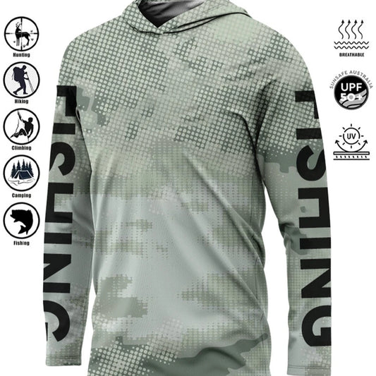 Fishing Shirt Hooded Outdoor Uv Protection Large Size Man Camouflage Printing Moisture Wicking Jersey Fishing Apparel Tops