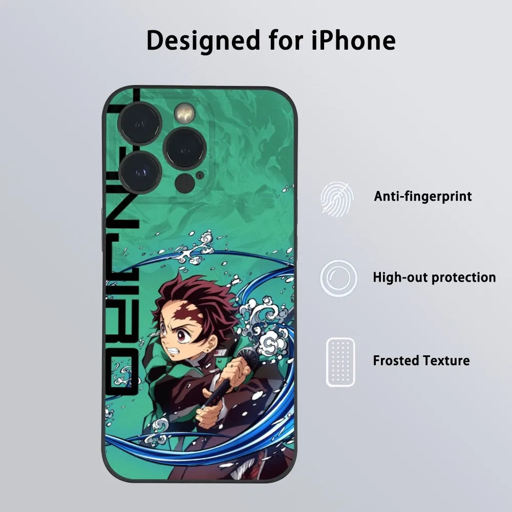 K-Kamado Tanjiro Anime Phone Case For iPhone 16 15 14 13 Pro Max Plus Mini Frosted Soft Shell Funda Shockproof Cases