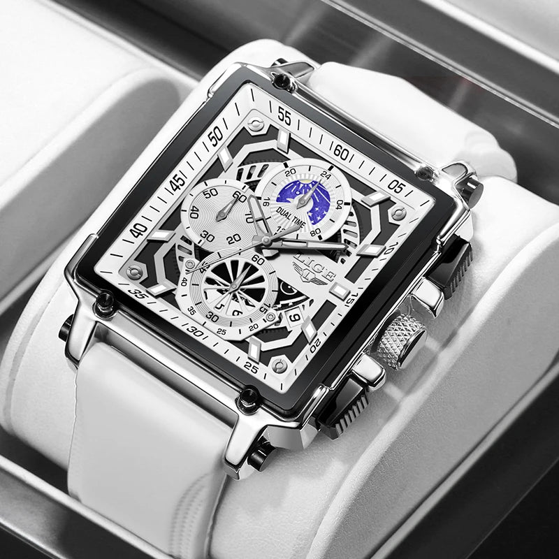 2024 New Top LIGE Brand Luxury Men Watch Business Square Watch Men Casual Sport Quartz Chronograph Clock Male Waterproof Watches