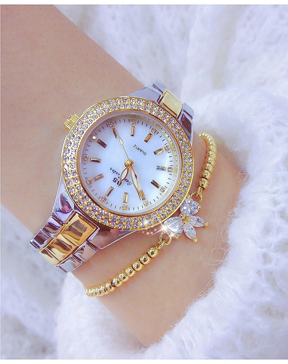 Luxury Elegant Quartz Watches Women High Quality Diamond Dial Ladies Watch Fashion Stainless Steel Bracelet Women's Wristwatch