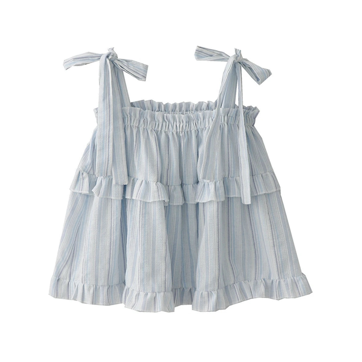 Sweet Hot Girl French Style Striped Lace-up Bow Loose Suspender Vest Women's New Summer Sleeveless Casual All-match Sling Tops