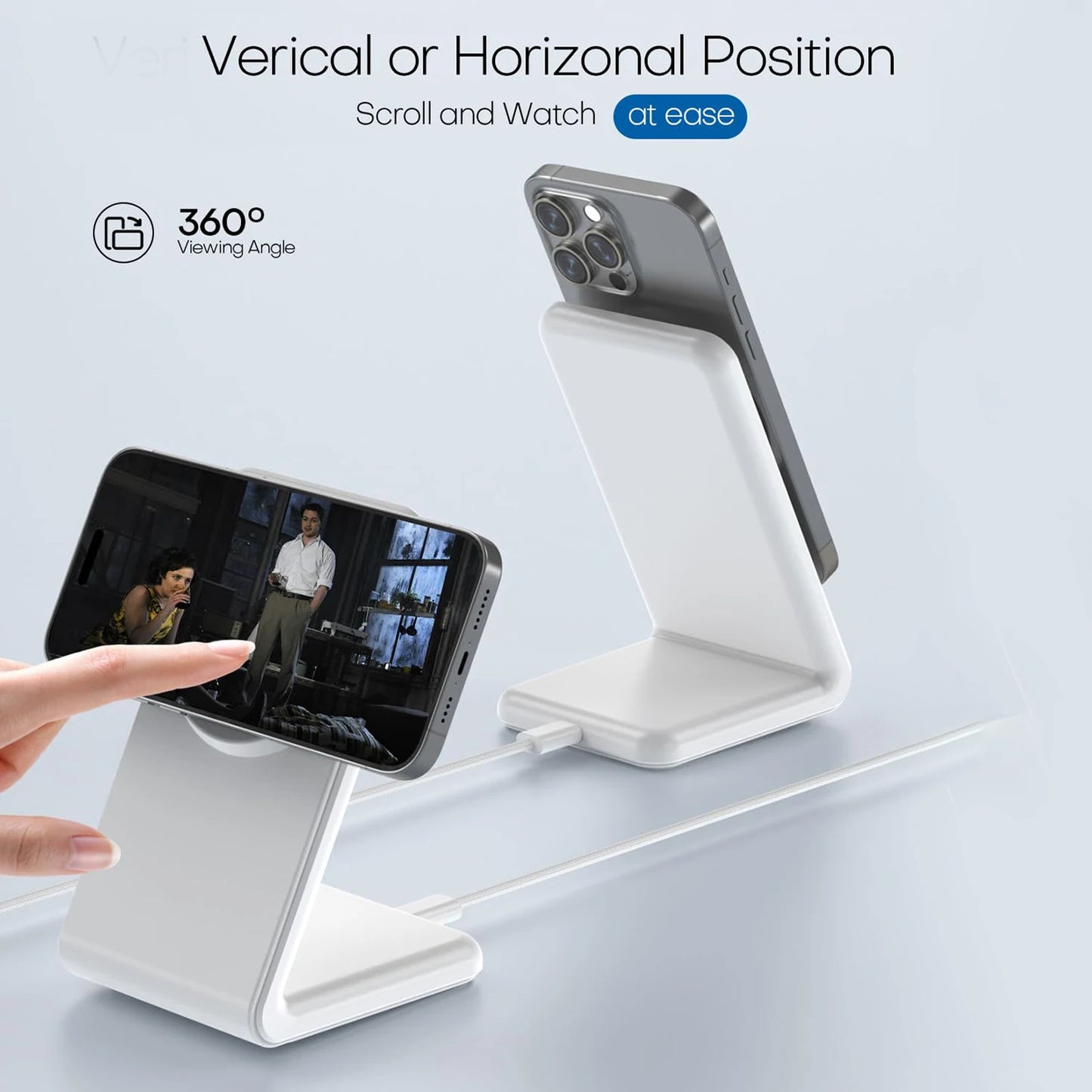 Wireless Charger for MagSafe,Minimalism Magnetic Dock Stand 15W Fast Charging for iPhone 16 15 14 13 12 Pro Max Mini Plus