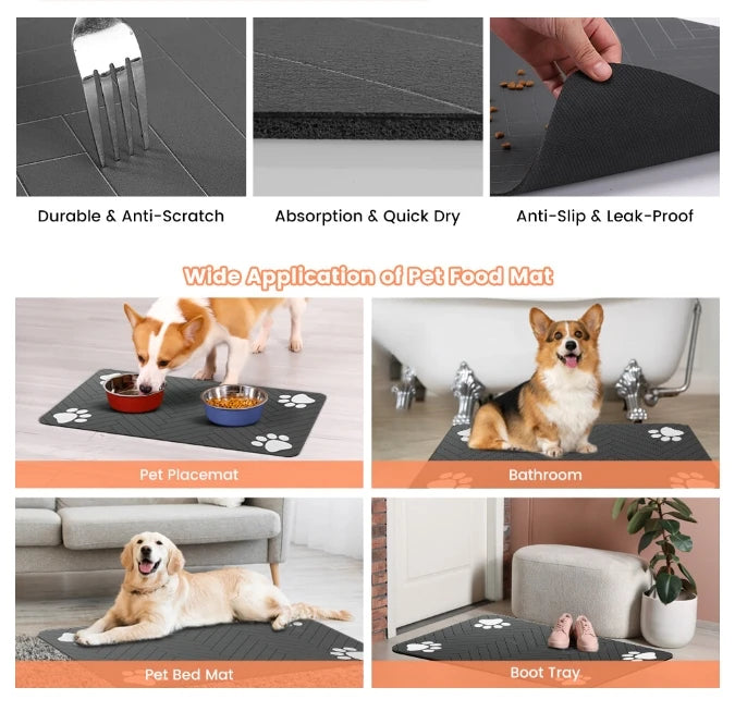 VIKAMA diatom mud pet dining area cat and dog placemat, water-absorbing, anti-slip feeding, splash-proof pad, pet supplies