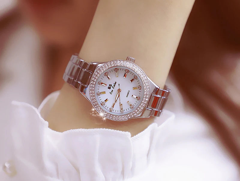 Women Wrist Watches For Ladies Dress Gold Watch Crystal Diamond Women Watches Stainless Steel Silver Clock Montre Femme