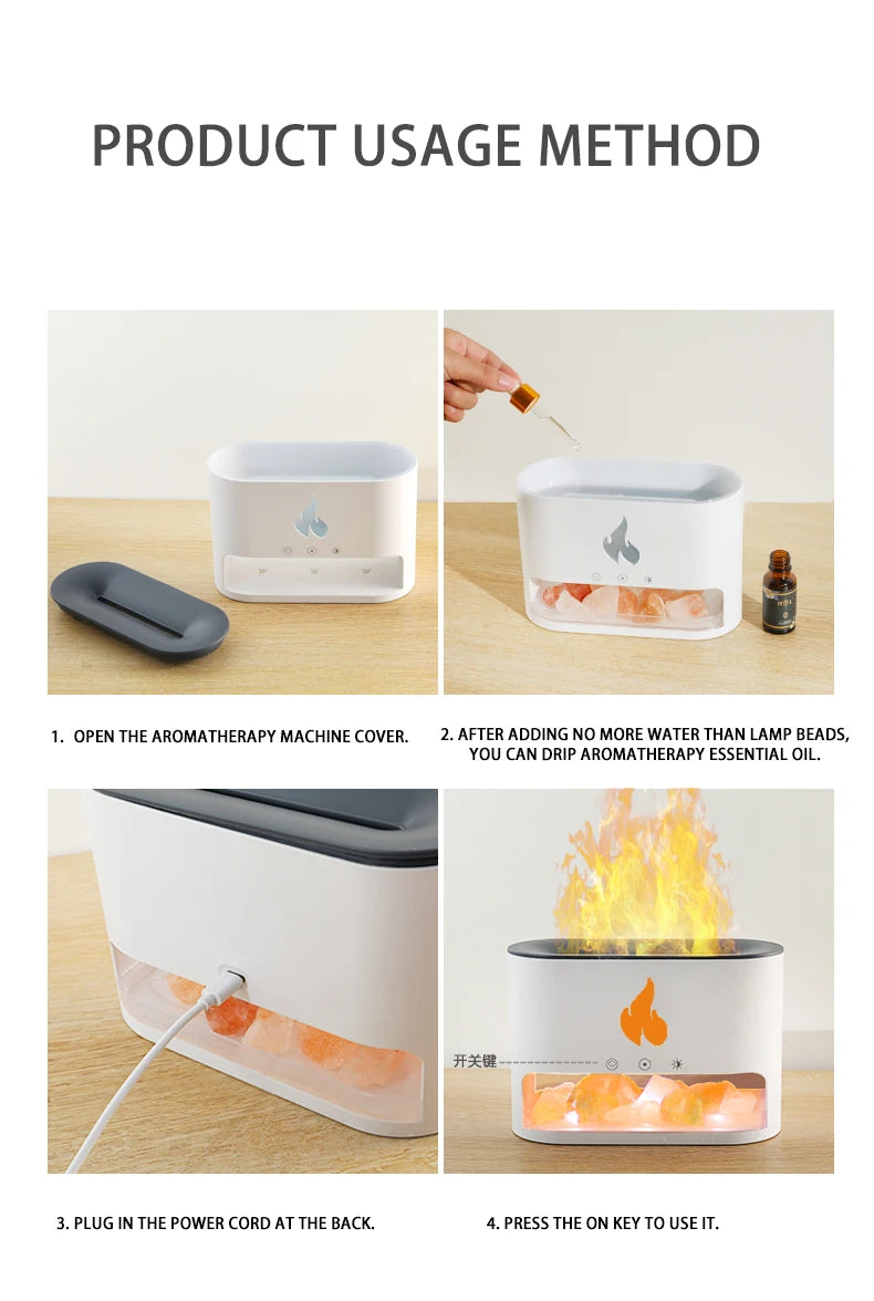Flame Essential Oils Scent Defuser Ultrasonic Cool Mist Led Simulation 3D Fire Flame Effect Aroma Air Humidifiers Diffusers