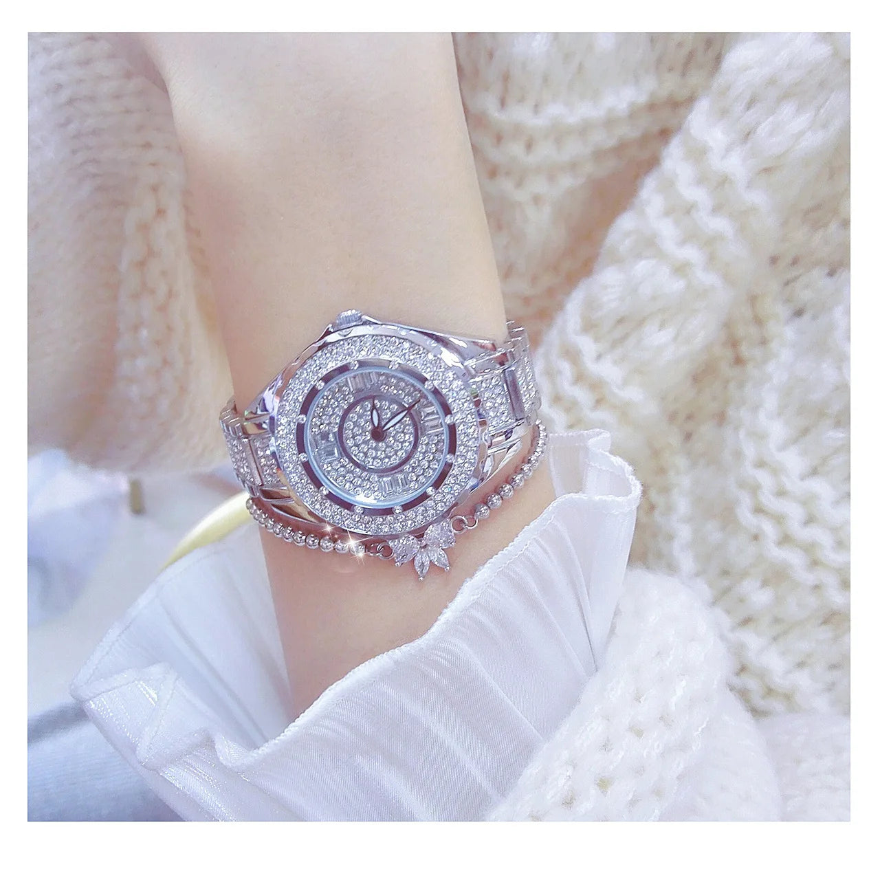 2025 Crystal Diamond Watches For Women Gold Original Elegant Ladies Watch With Bracelet Set Rose Gold Gift For Girlfriend Wife