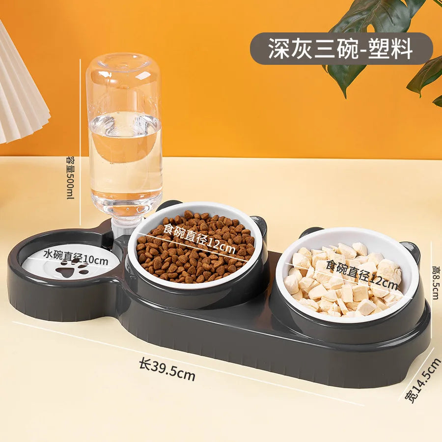 Functional  Double Pet Bowls Neck Protection for Cats Dogs Non-Tip Design for Feeding, Elevate Your Pet's Meal Time