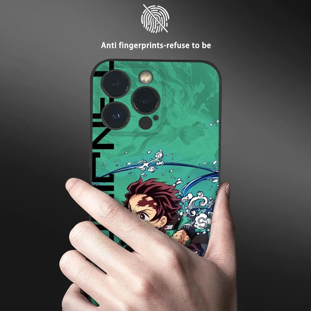 K-Kamado Tanjiro Anime Phone Case For iPhone 16 15 14 13 Pro Max Plus Mini Frosted Soft Shell Funda Shockproof Cases