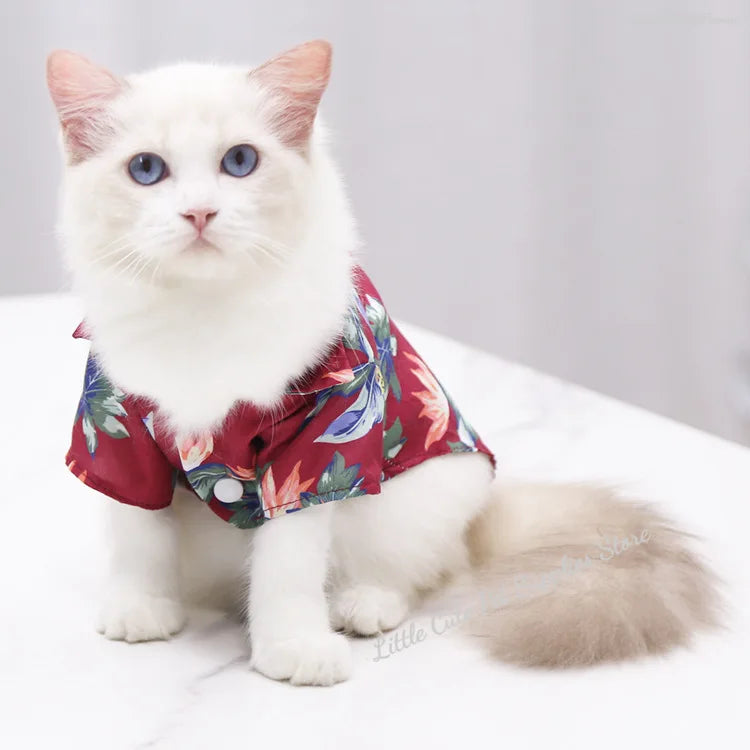 Pet Beach Pineapple Shirts Hawaiian Style Dog Cat Coat Vest Spring Summer Thin Breathable Puppy T-Shirt Clothes Fashion Costumes
