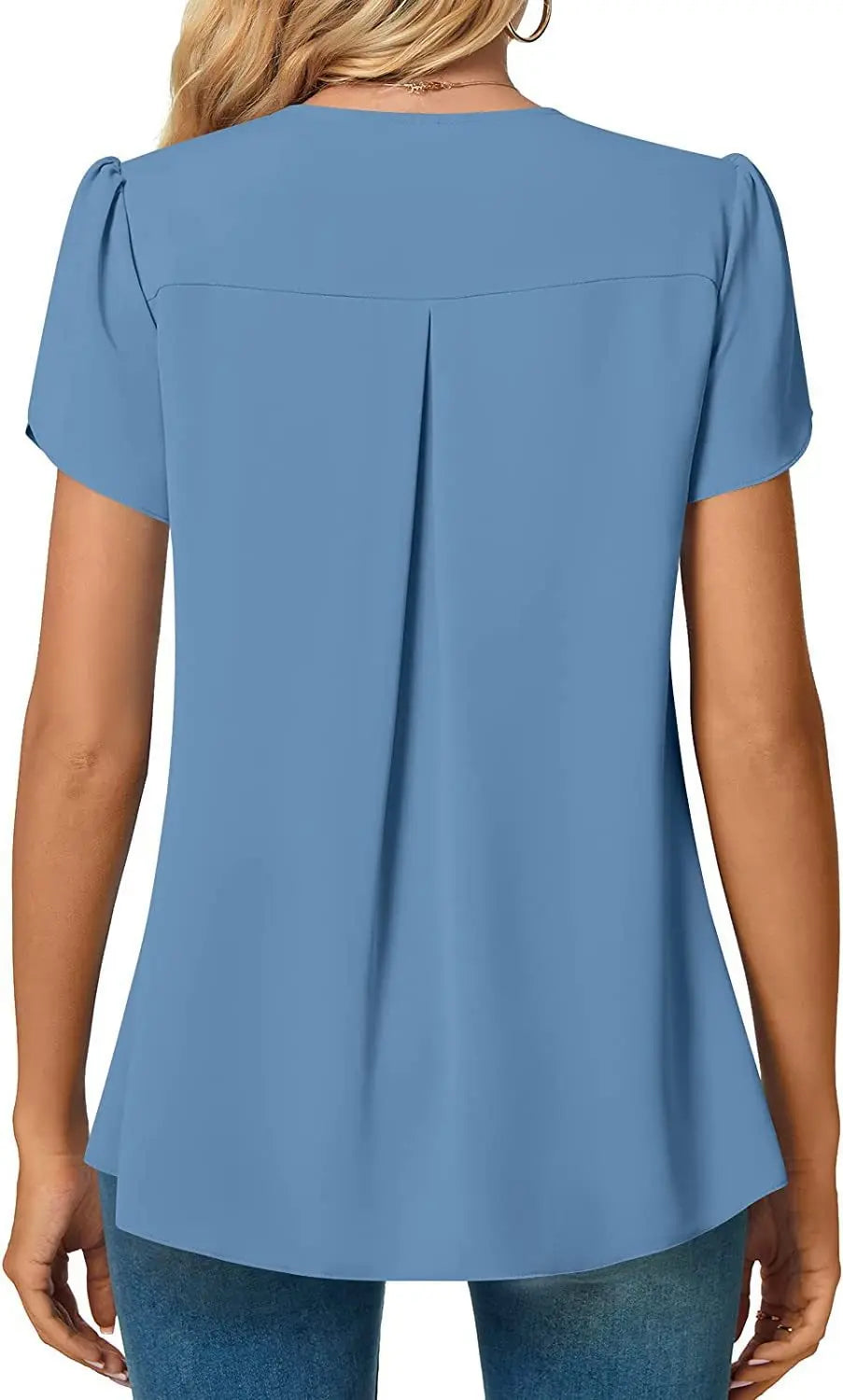 Sexy V Neck Ruffle Short Sleeve Blouse Shirts Summer Women V Neck Solid Color Loose OL Workout Blouse Tops SZE-ST23015