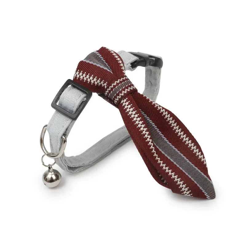 Pet Tie Adjustable Cat Dog Collars Small Medium Large Dogs With Bells Bow Tie Collar Dog Accessories Soft Oxford Puppy Collar