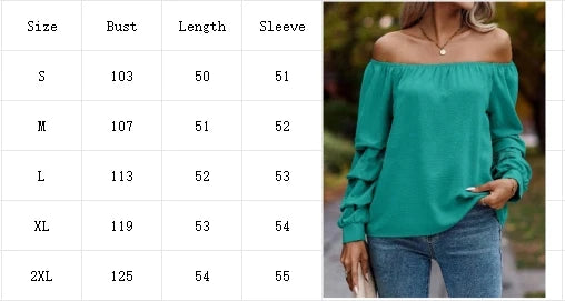 Sexy Long Sleeve Solid Color Off Shoulder Top Women's Folding Sleeves T-Shirt Elegant Casual Autumn Party Clothes