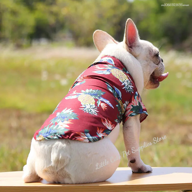 Pet Beach Pineapple Shirts Hawaiian Style Dog Cat Coat Vest Spring Summer Thin Breathable Puppy T-Shirt Clothes Fashion Costumes